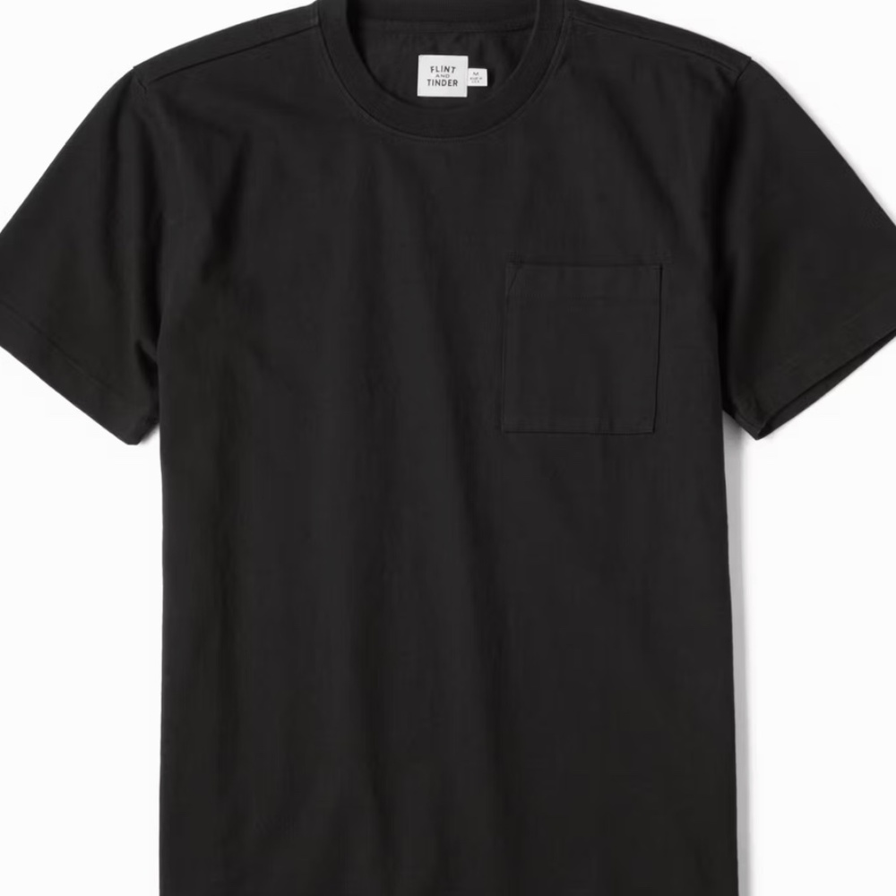 BRAND NEW FLINT & TINDER Men's Black Heavy Weight T-Shirt with Pocket